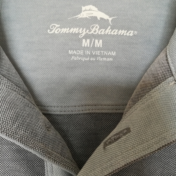 Men's Tommy Bahama Long Sleeve Gray Tencel Lyocell Polo [M] - Picture 4 of 13